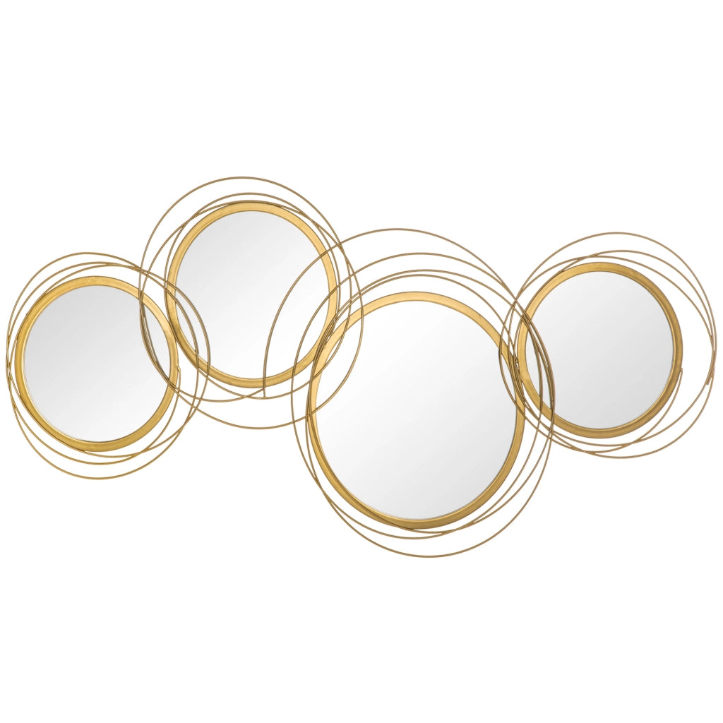 Decorazione Murale 3D Metallo Specchi Cerchi ¨C Xylo ¨C Oro 107x56cm