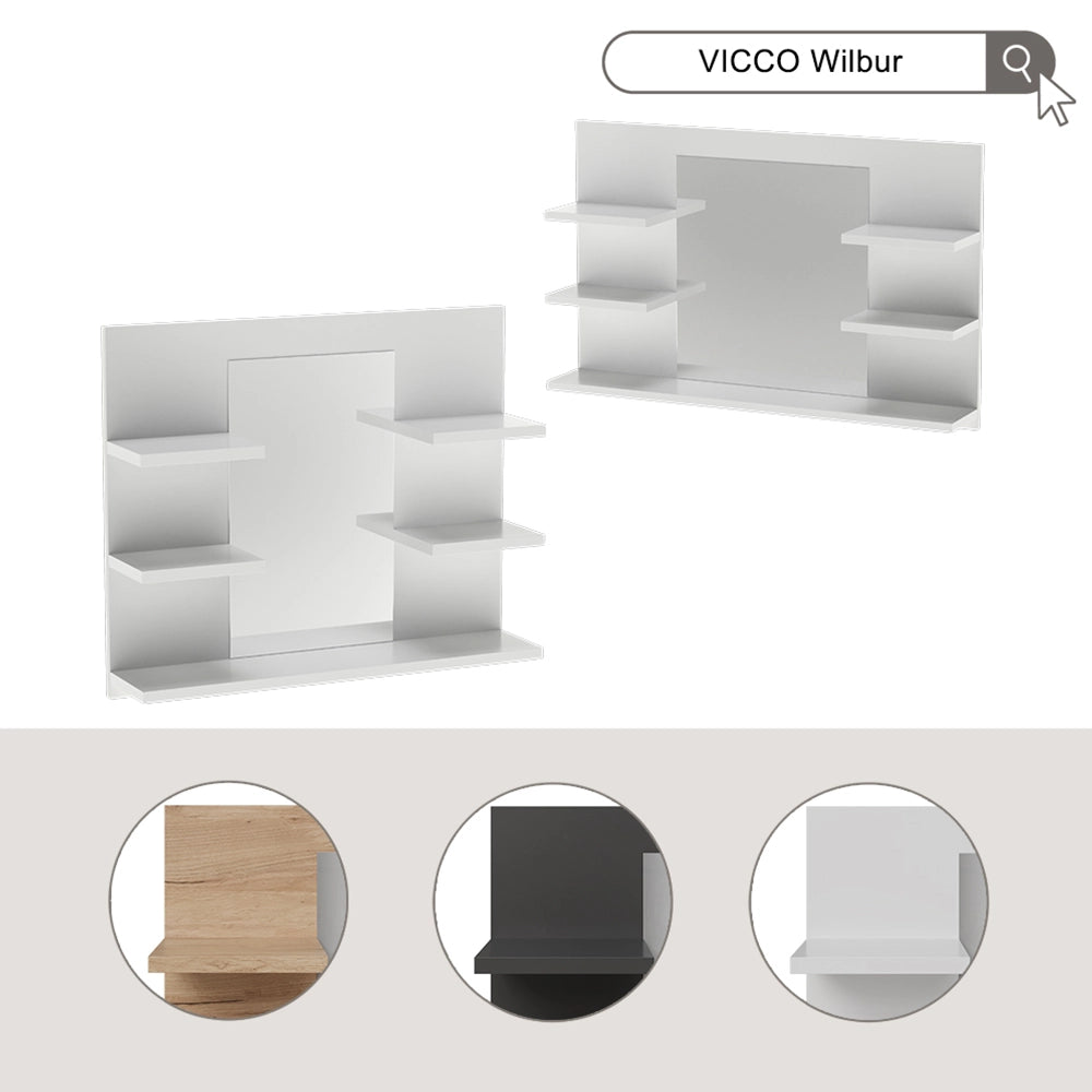 Vicco Specchio contenitore bagno Antracite 78 x 50 cm con ripiani