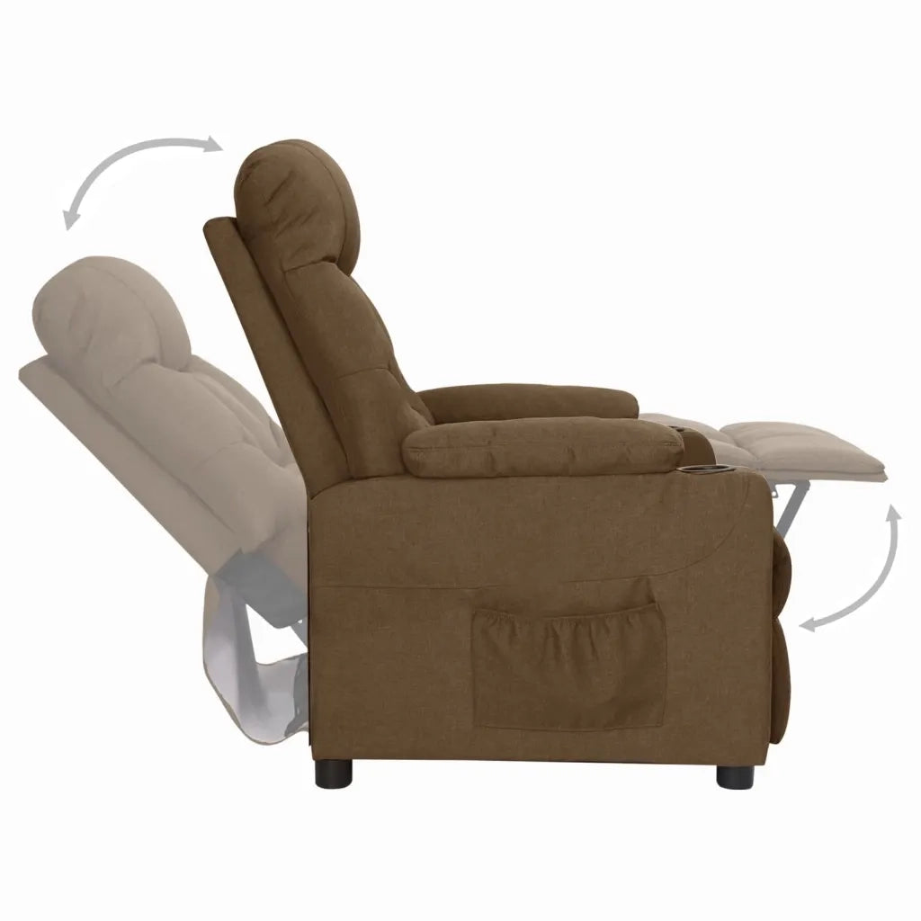 Poltrona Reclinabile in Tessuto Marrone 339086