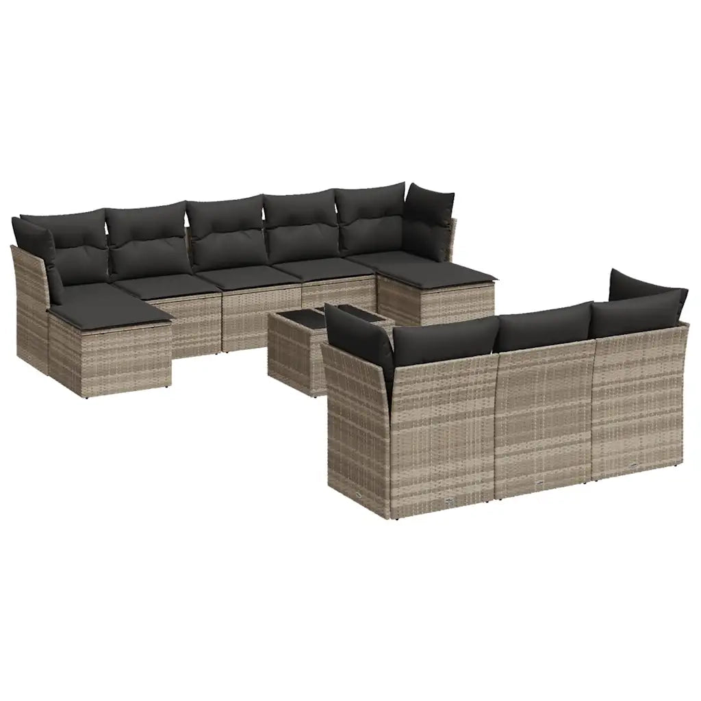 Set Divani da Giardino 11 pz con Cuscini in Polyrattan Grigio 3250181