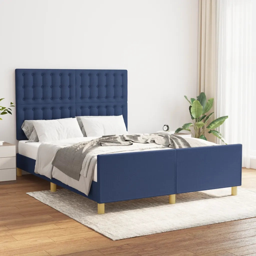 Giroletto senza Materasso-Struttura Letto Blu 140x200 cm in Tessuto