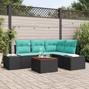 Set Divano da Giardino 5 pz Nero e Turchese polyrattan 3356625