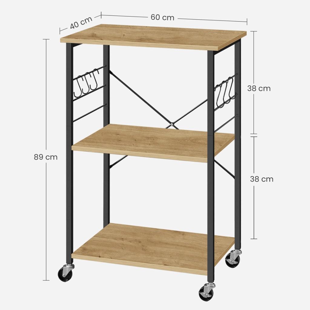 Carrello da cucina industrial Artisan in legno e metallo