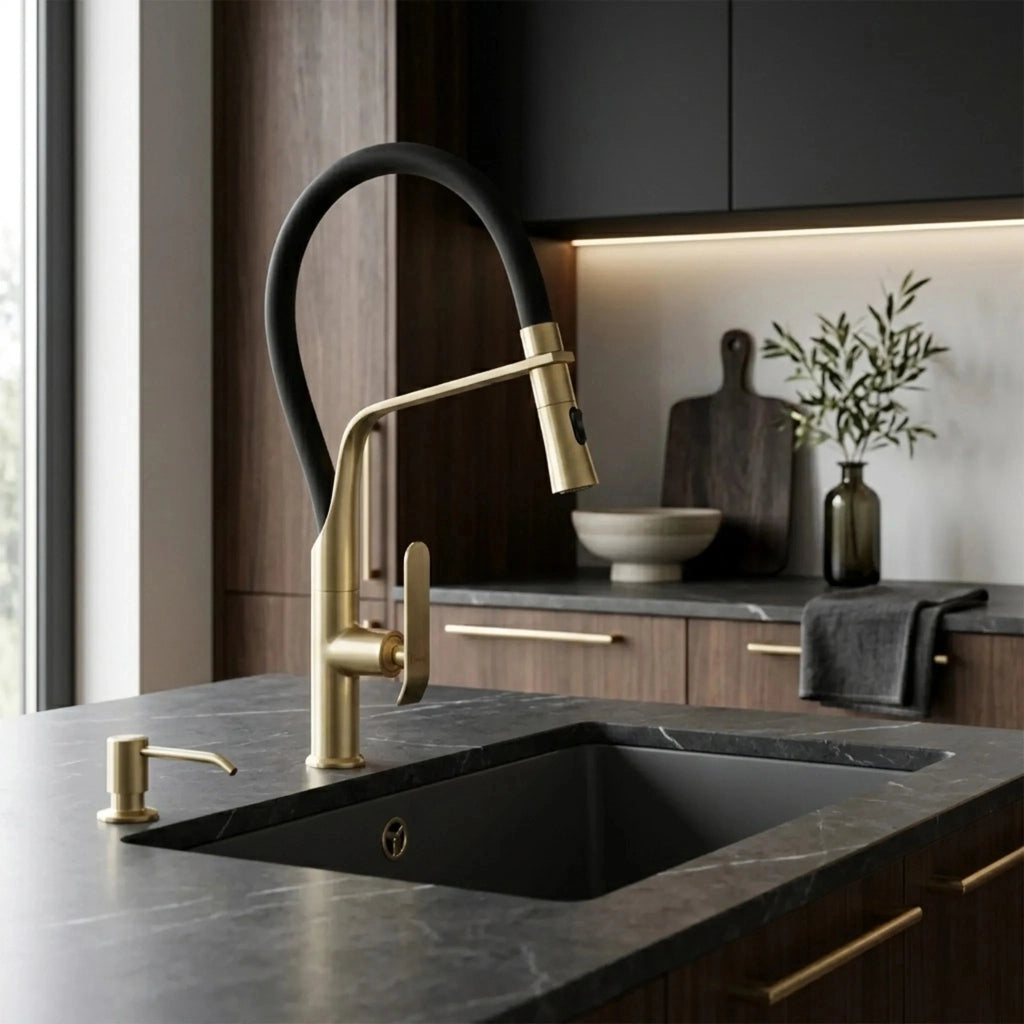 Rubinetto Da Cucina Rea Castor Gold Brush