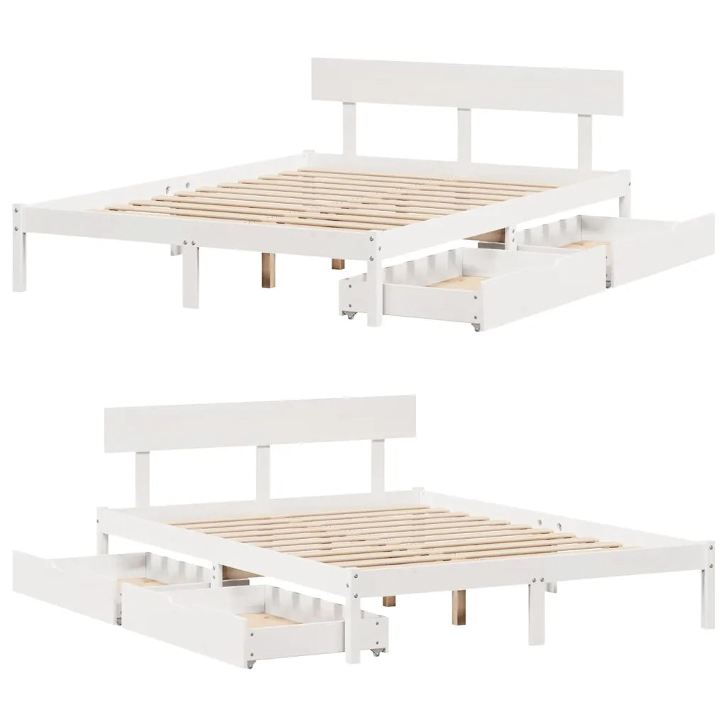 Letto senza Materasso-Struttura Letto Bianco 140x200 cm Legno Massello di Pino 122925