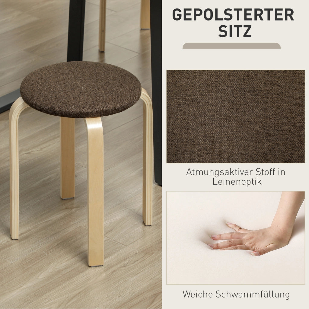 Pouf Imbottiti Imbottito 4 Pezzi ¨C Minimal ¨C Marrone Legno