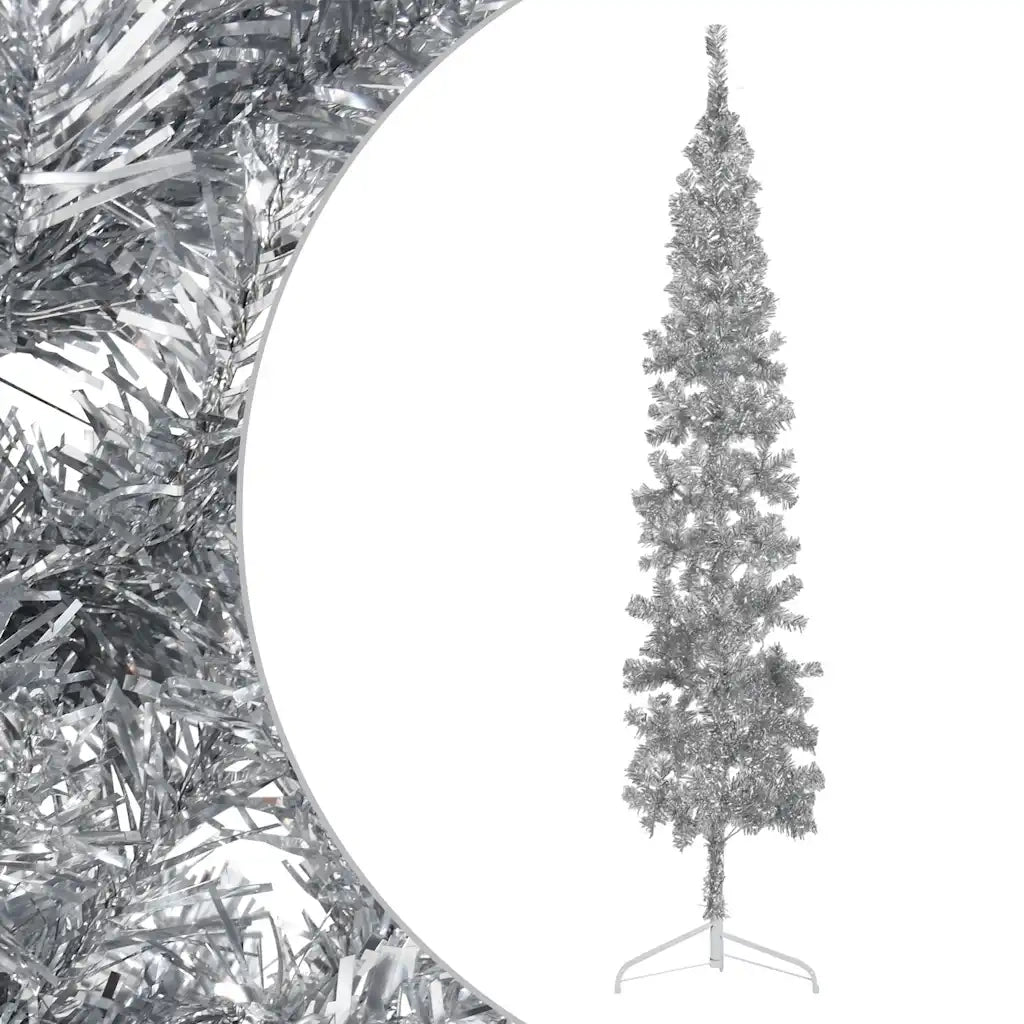 Albero Natale | Decorazioni natalizie Artificiale Sottile a Met¨¤ Supporto Argento 240cm
