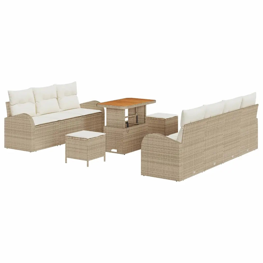 Set Divano da Giardino con cuscino 10 pcs Beige e Crema 3364311