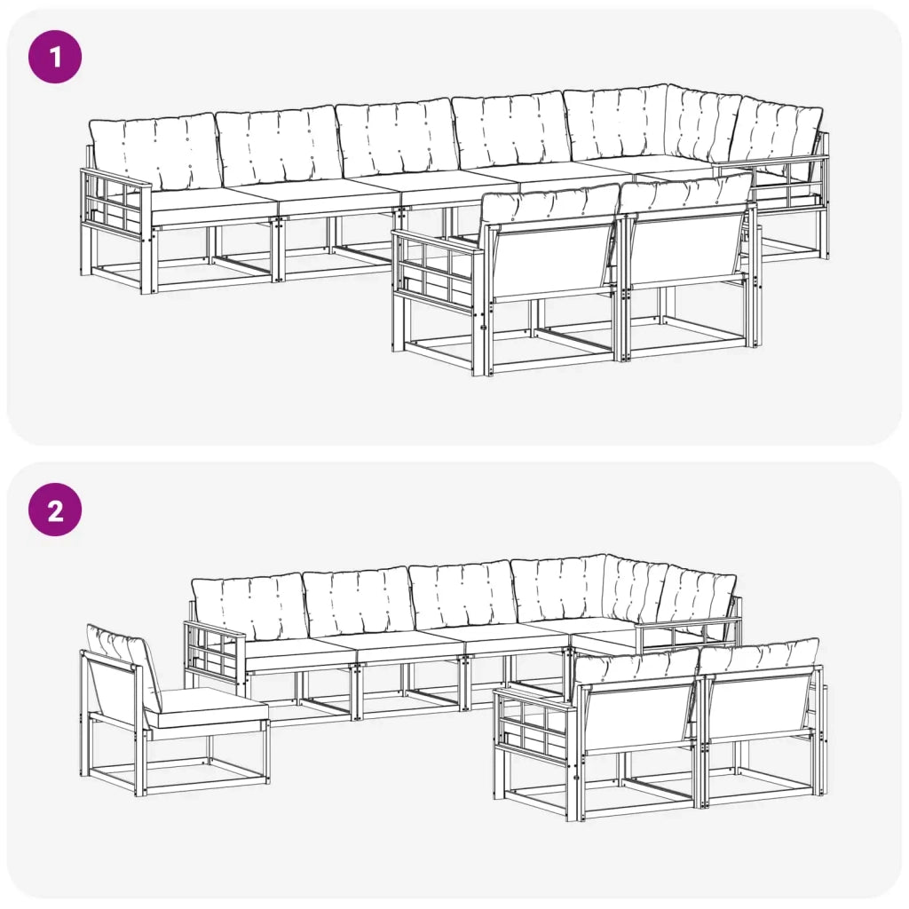Set di divani da esterno con cuscino 8 pcs Naturale e Beige 3369584