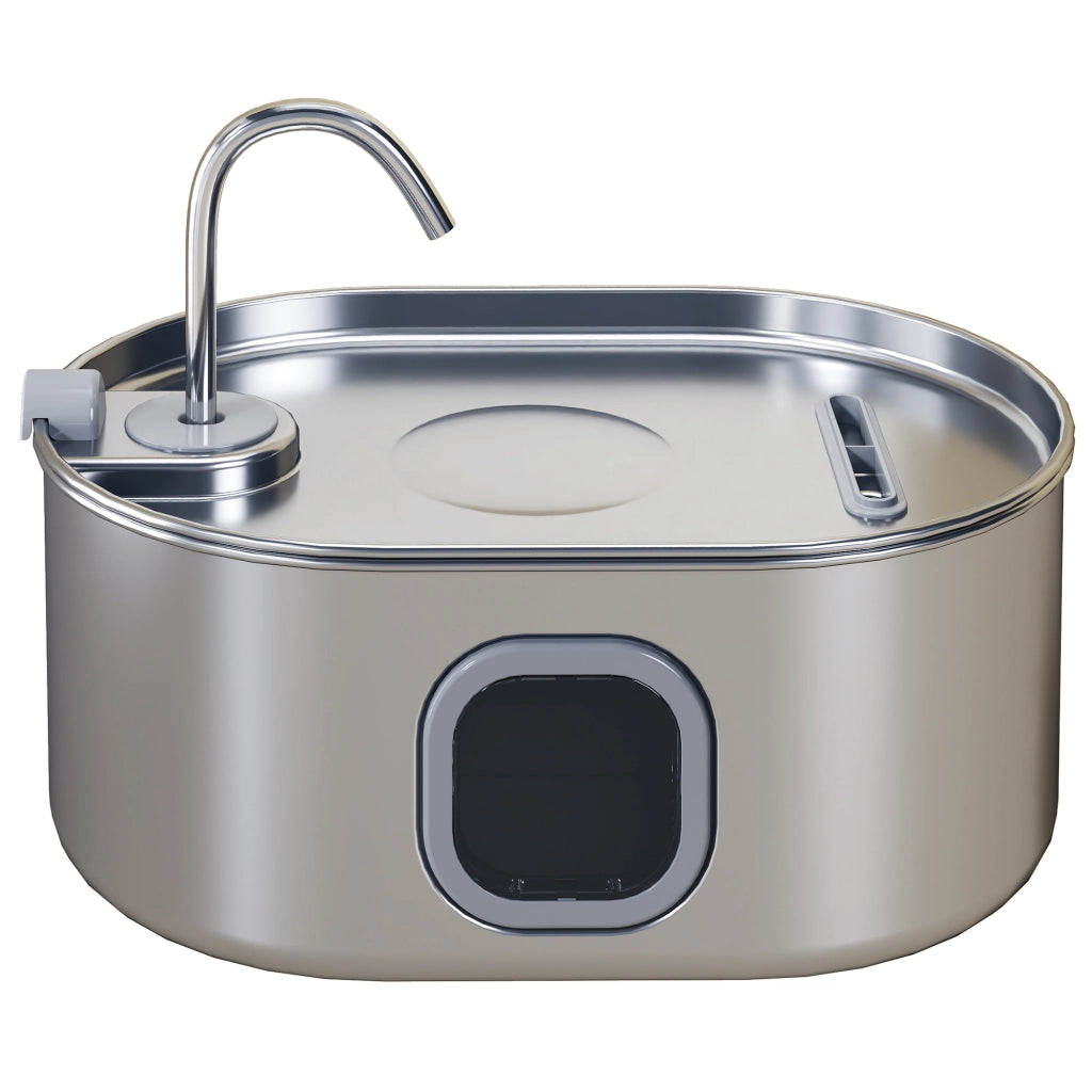 Fontana per Gatti 7L ¨C Xylo ¨C Acciaio Inox 304 con Luce LED e Spazzola 32x22x22 cm Argento
