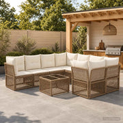 Set Divano da Giardino 9 pz Beige polyrattan 3434145