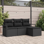 Set di divani con cuscino 4 pcs Nero polyrattan 3355002