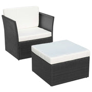 Sedia da Giardino con Poggiapiedi in Polyrattan Nero 41981