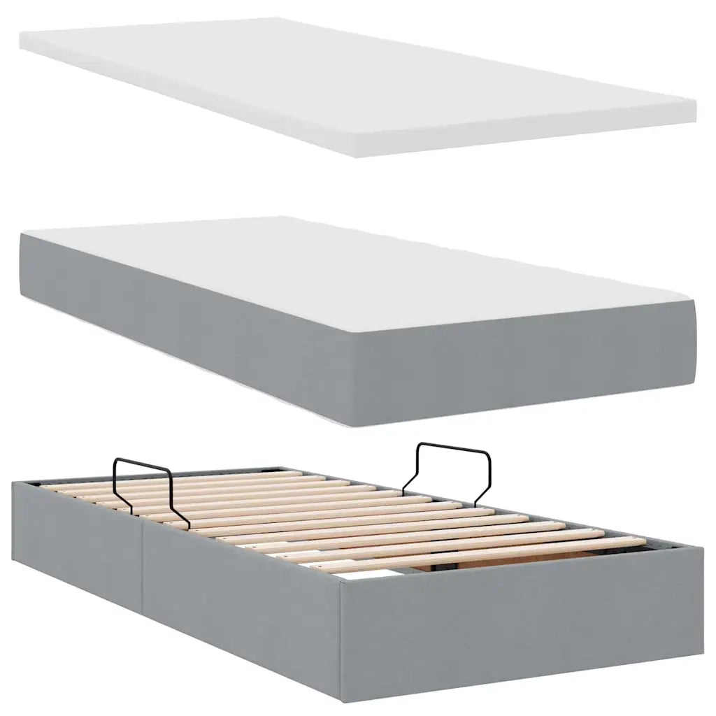 Letto con contenitore e LED con led Grigio chiaro 100 x 200 cm 3372459