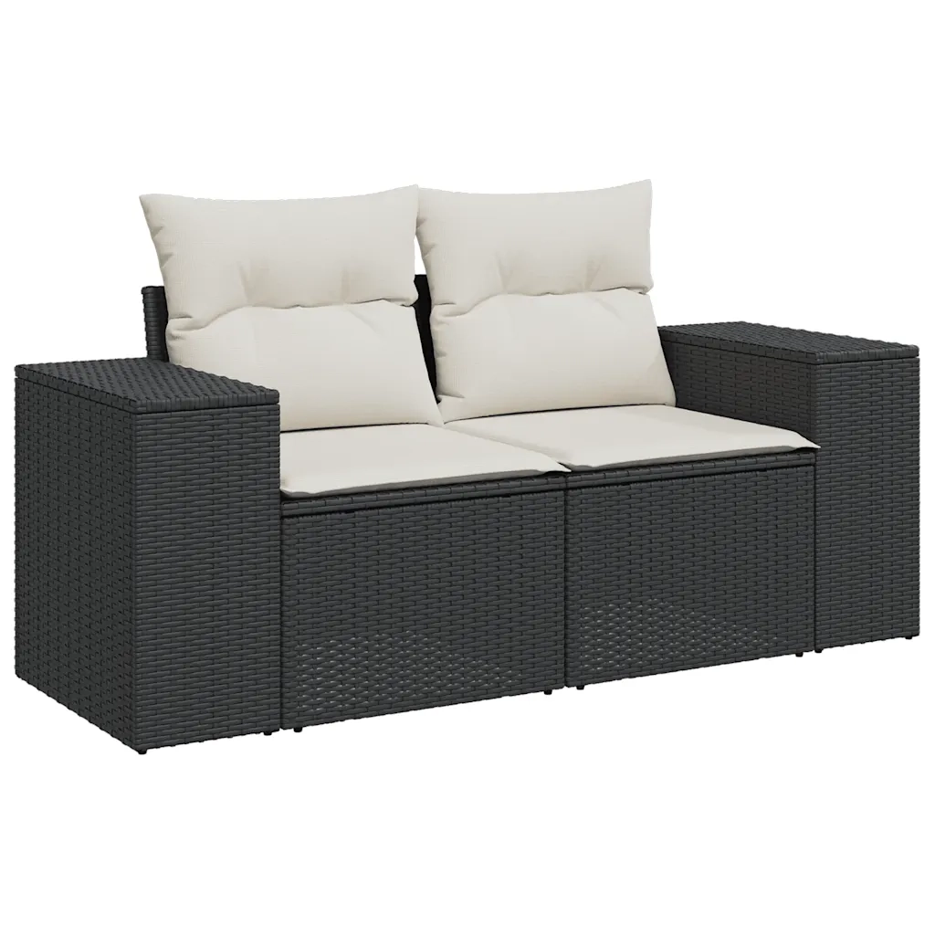 Set Divano da Giardino 6 pz con Cuscini Nero in Polyrattan 3325672