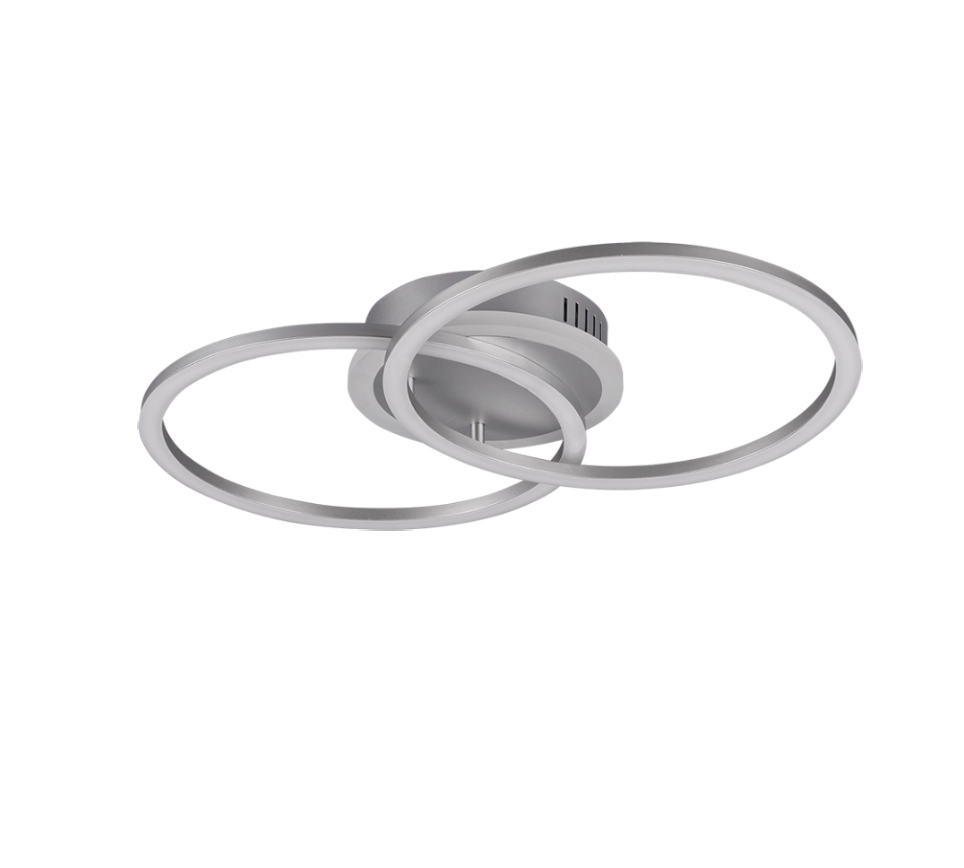 Plafoniera LED doppio cerchio, metallo, alluminio, L 50 cm, Venida