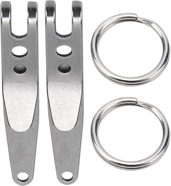 2 Pezzi di Clip di Blocco Scheggiatura Clip Tattica Clip Tasca Clip Rvs Outdoor Riem Clip con Chiave Multifunzionale Chiaveholder con Tessera