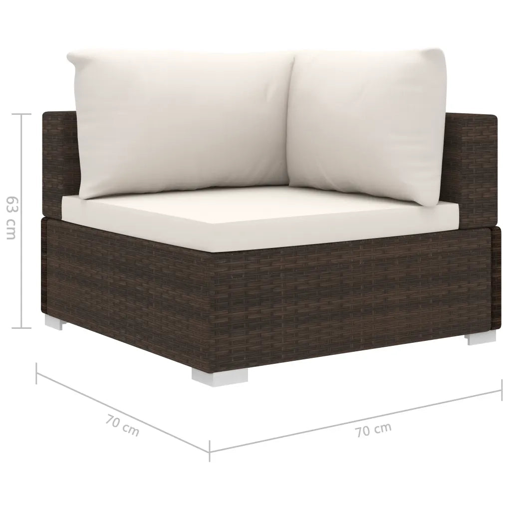 Set Divani da Giardino 11 pz con Cuscini in Polyrattan Marrone 48319