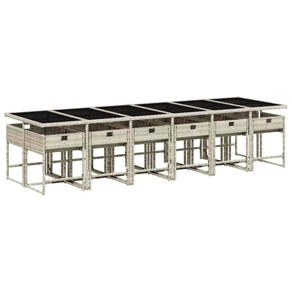 Set da Pranzo da Giardino 13pz con Cuscini Grigio in Polyrattan 3211307