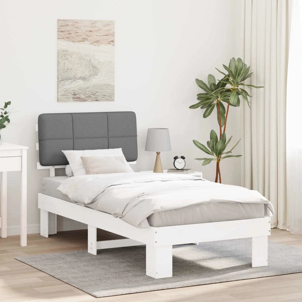 Letto con Testiera Rivestita Grigio chiaro 75 x 190 cm