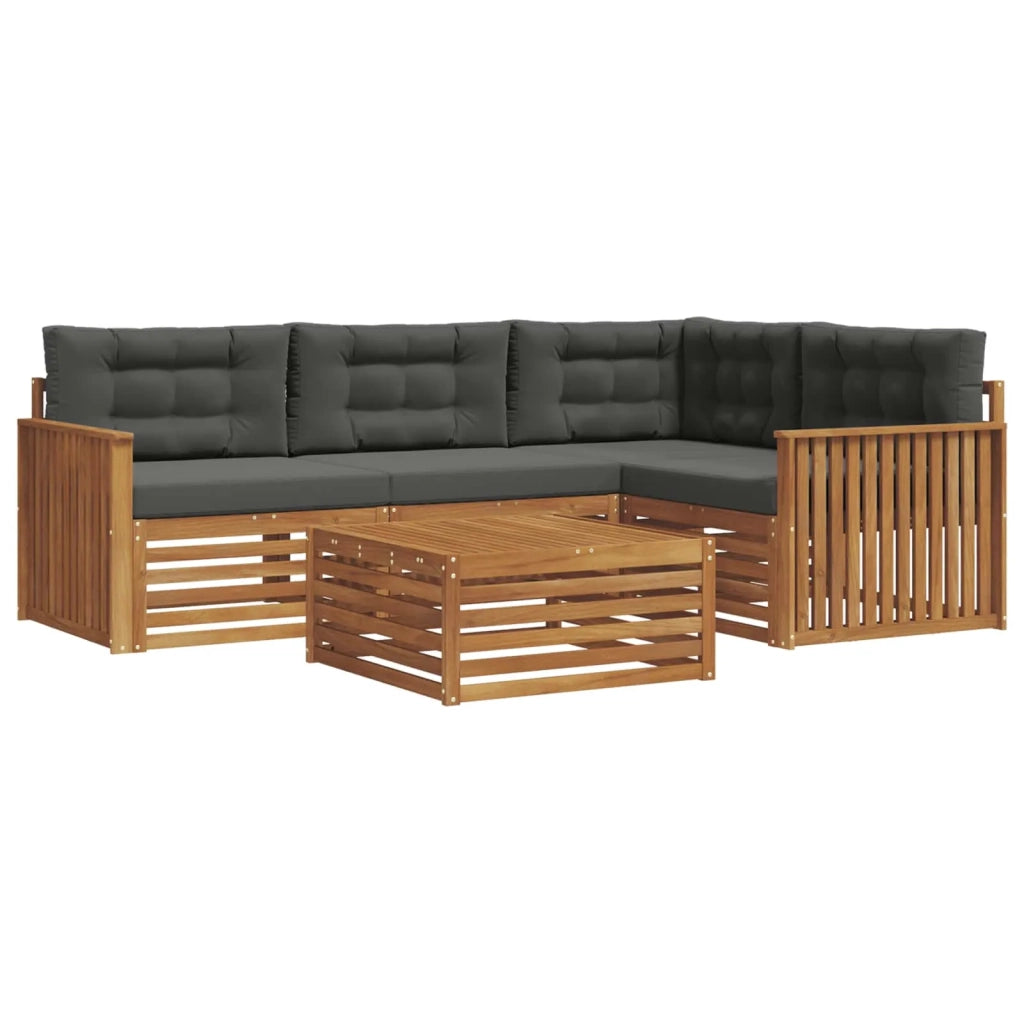Set di divani da esterno con cuscino 5 pcs Naturale e Antracite 3373417