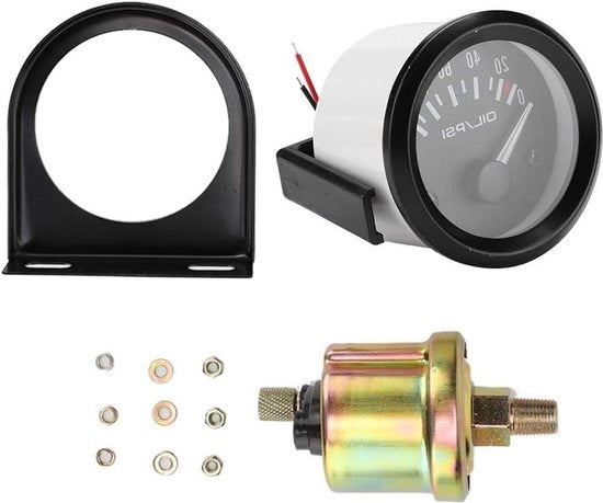 Oliedrukmeter 52mm 12V Universale Elettromagnetico - Indicatore di Pressione Gemodificato per Auto.