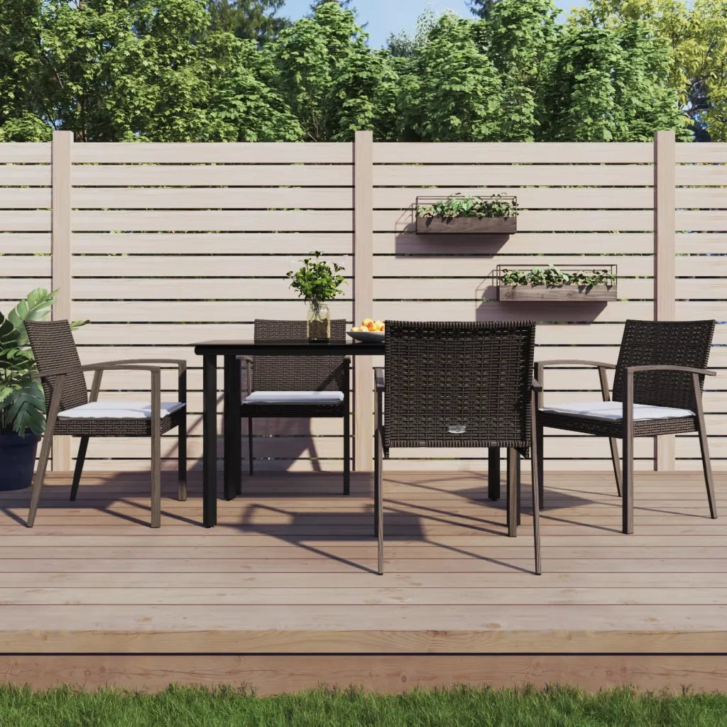 Set Pranzo da Giardino 5pz con Cuscini in Polyrattan e Acciaio 3186989