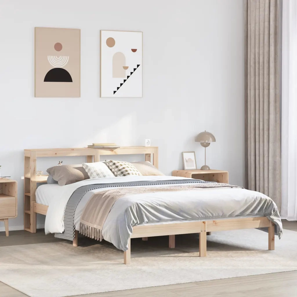 Letto senza Materasso-Struttura Letto 140x200 cm in Legno Massello di Pino 440475