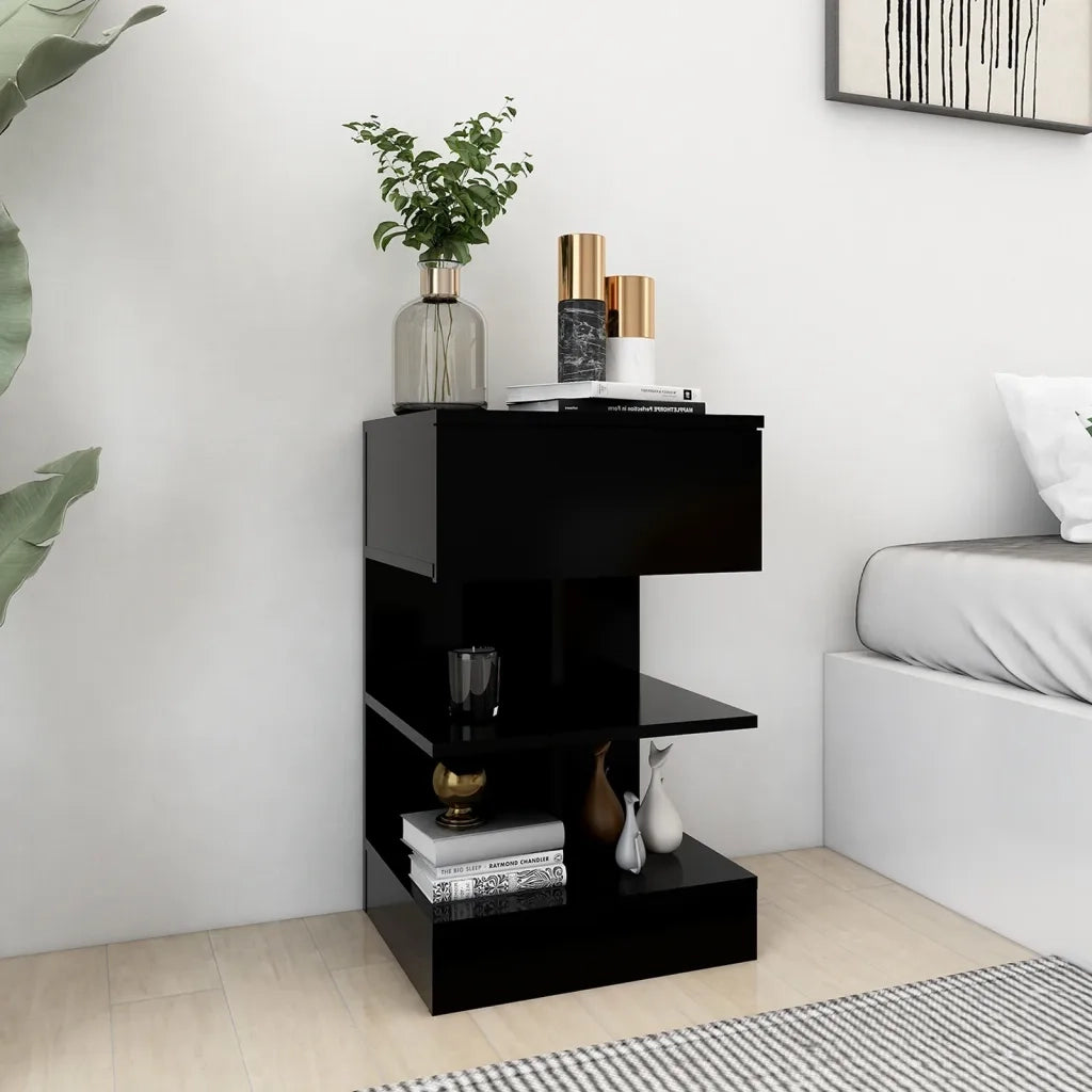 Comodini 2 pz-Set di 2 Tavolino da notte Neri 40x35x65 cm