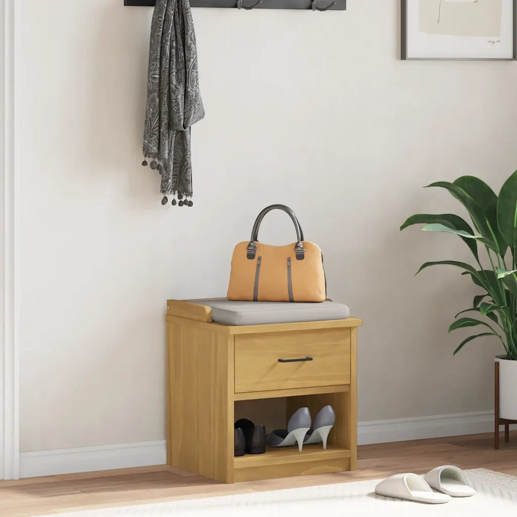 Panca da Corridoio-Sgabello-Panca con Contenitore SANDNES 45x40x50 cm Legno Massello di Pino 963583