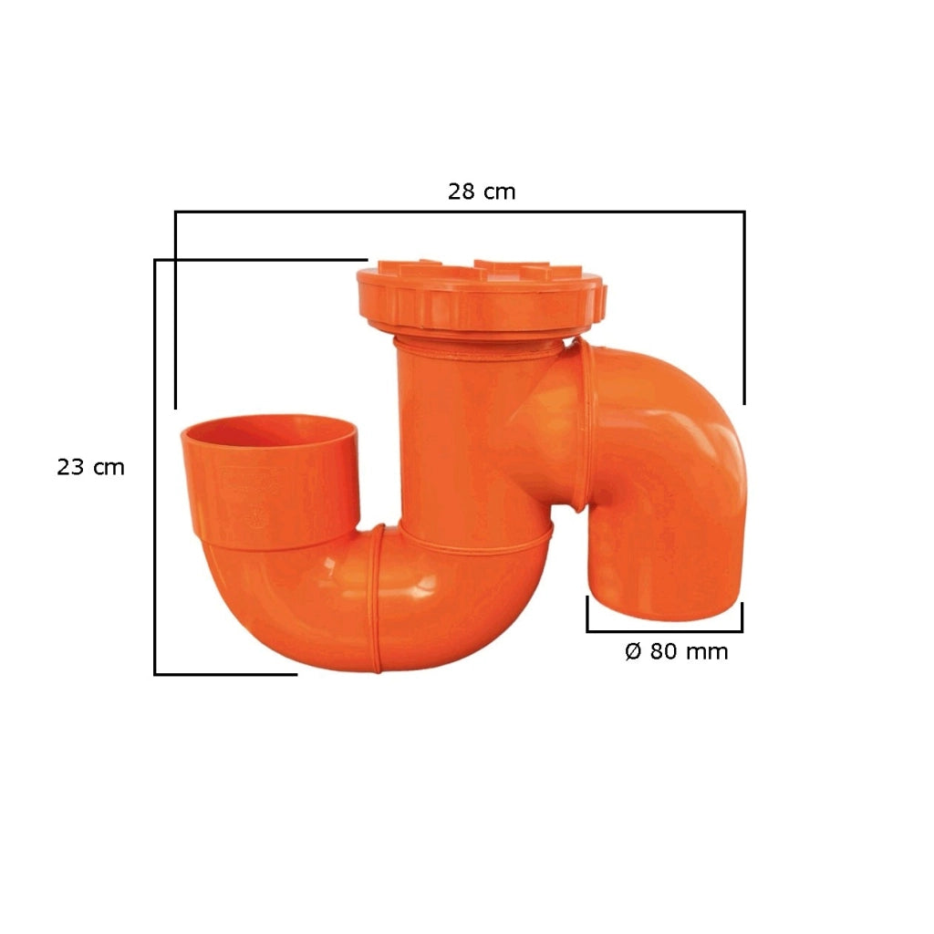 Sifone verticale chiuso in pvc : Diametro - 80