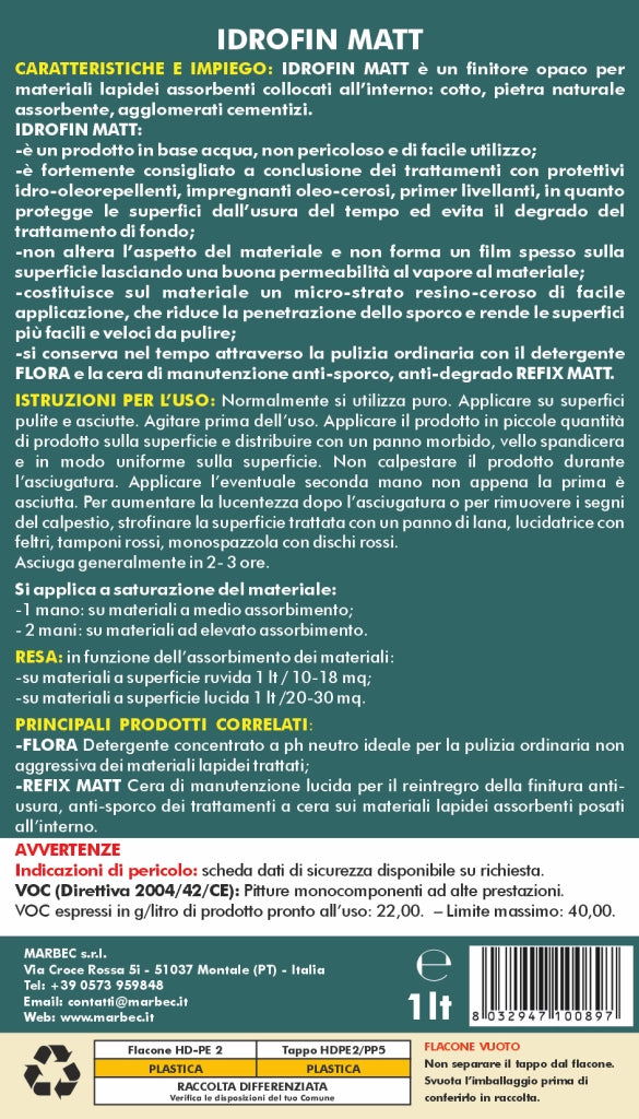 Cera per pavimenti IDROFIN MATT   1LT