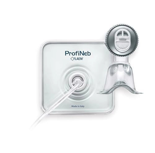 FLAEM MI03P00 ProfiNeb Aerosol Portatile Silenzioso 50 dB con Ampolla RF7 Dual Speed Plus e Mascherine Soft Touch colore Bianco e Argento