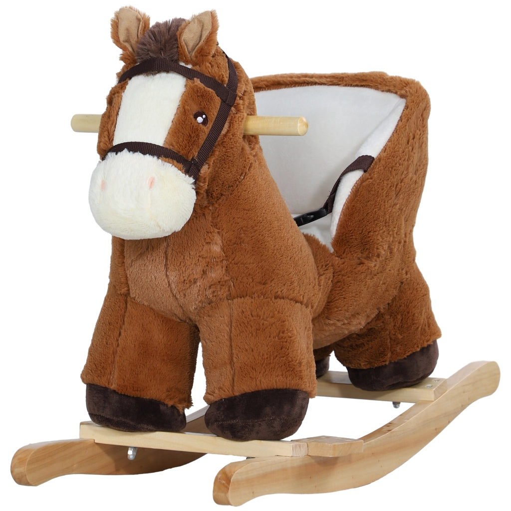 Cavallo a Dondolo Bambini Legno con Sicurezza ¨C zephmum ¨C Marrone