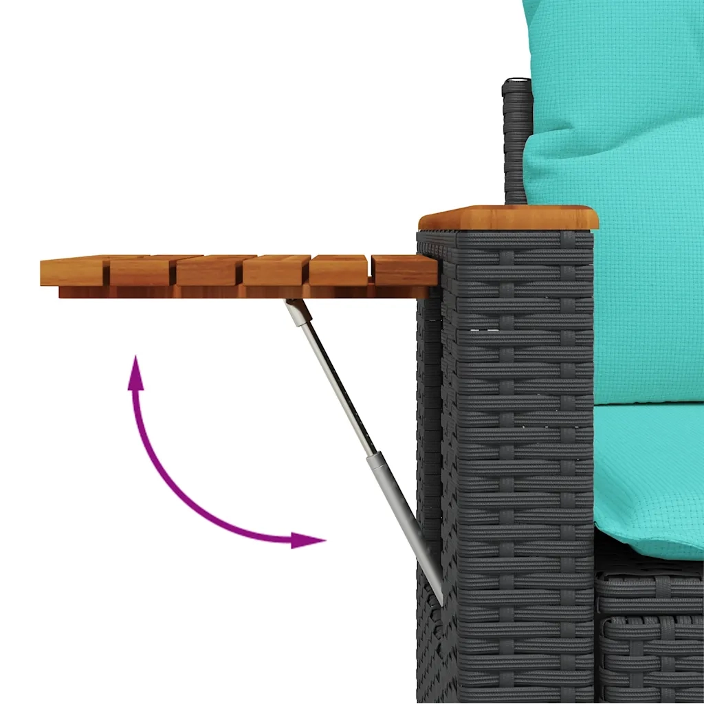 Set Divani da Giardino 3 pz con Cuscini in Polyrattan Nero 3226596