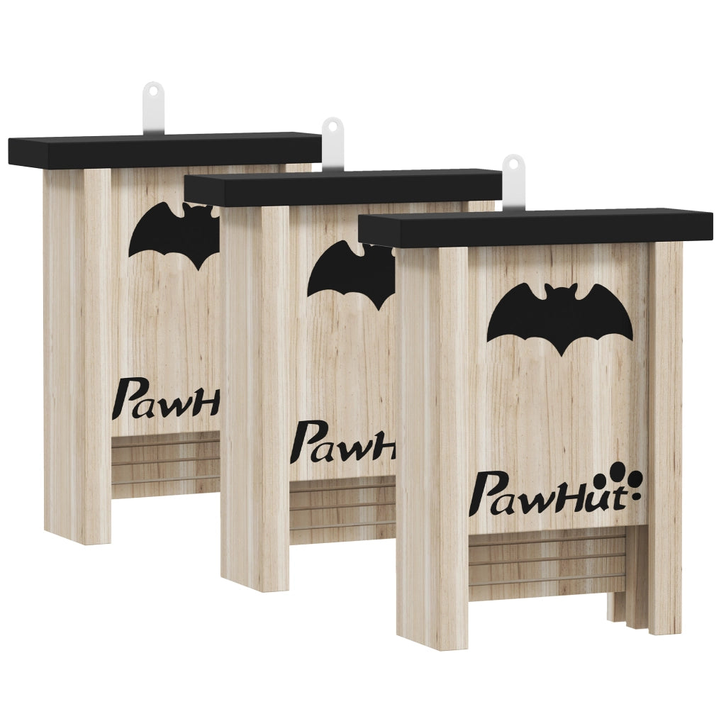 Set di 3 casette per pipistrelli, ideali per giardini, frutteti e fattorie, facili da appendere, 18 x 6 x 22,5 cm.