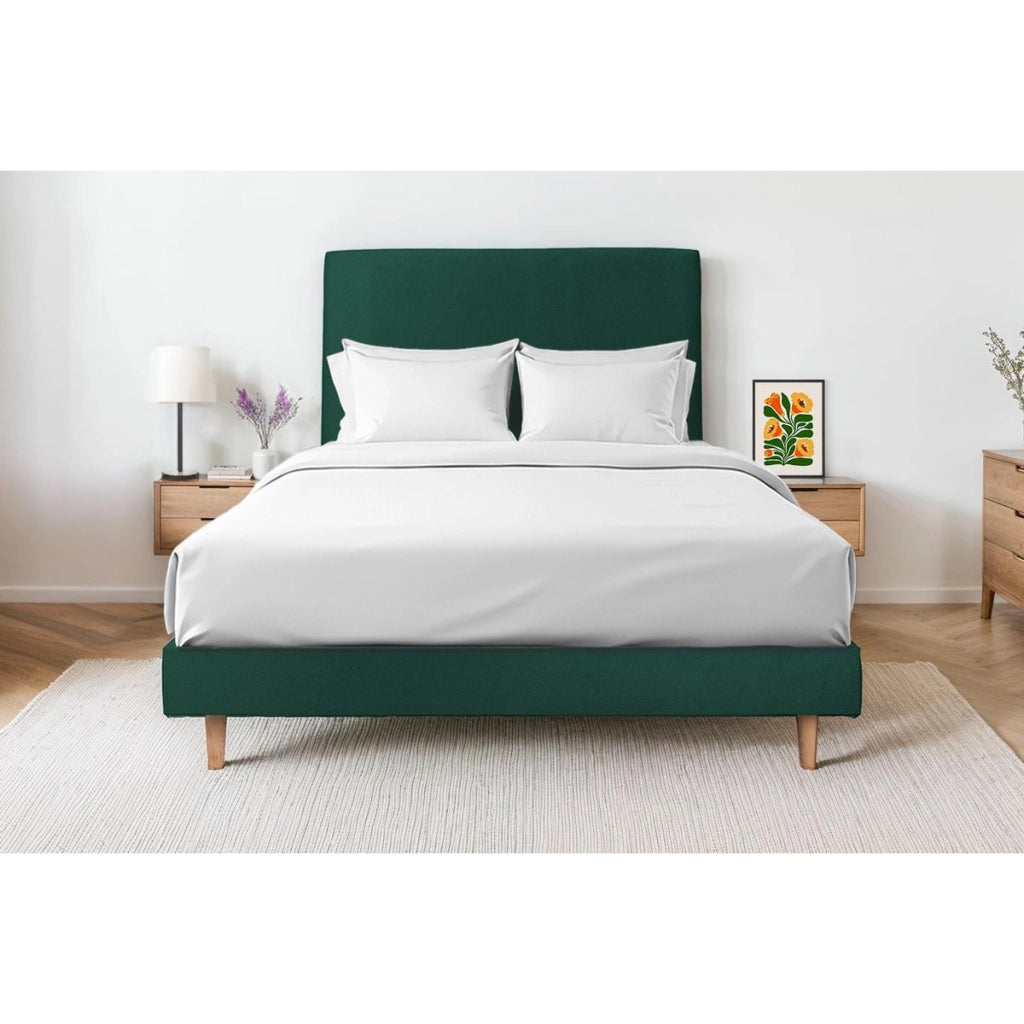 Letto 150x190 cm con testata imbottita - Tessuto velluto