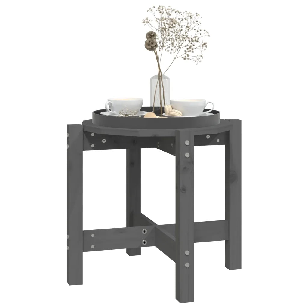 Tavolino da Salotto Grigio Ø 52,5x45 cm Legno Massello di Pino 822309