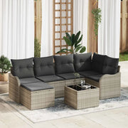 Set Divano da Giardino 7 pcs Grigio chiaro polyrattan