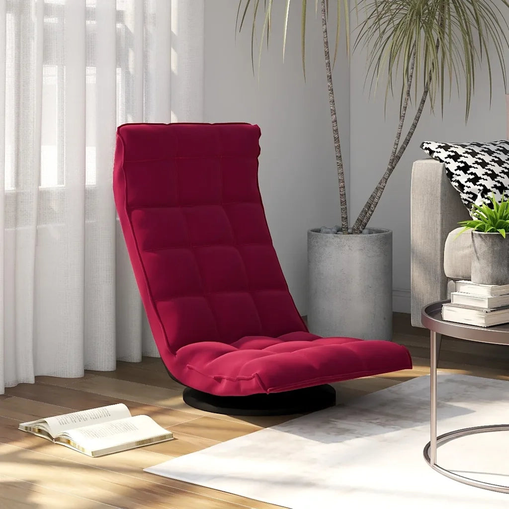 Sedia da Terra Girevole Rosso Vino in Velluto 336569