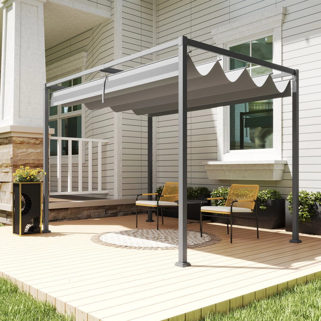 Gazebo da Giardino con Telo ¨C Minimal ¨C Grigio e Nero 3x2m