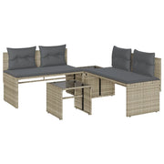 Set Divano da Giardino 4pz | Set Salotto da Giardino con Cuscini Grigio Chiaro Polyrattan