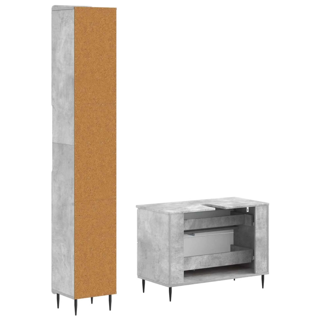 Set di Armadi da Bagno da 2 Pezzi HAARLEM Grigio Cemento 3417534