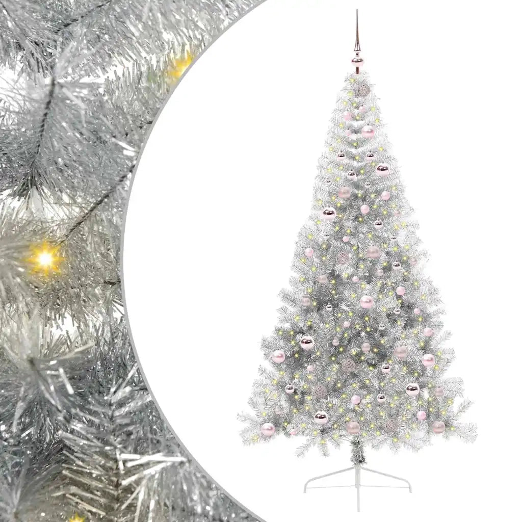 Albero di Natale artificiale con luci integrate Argento 210 cm 3397221