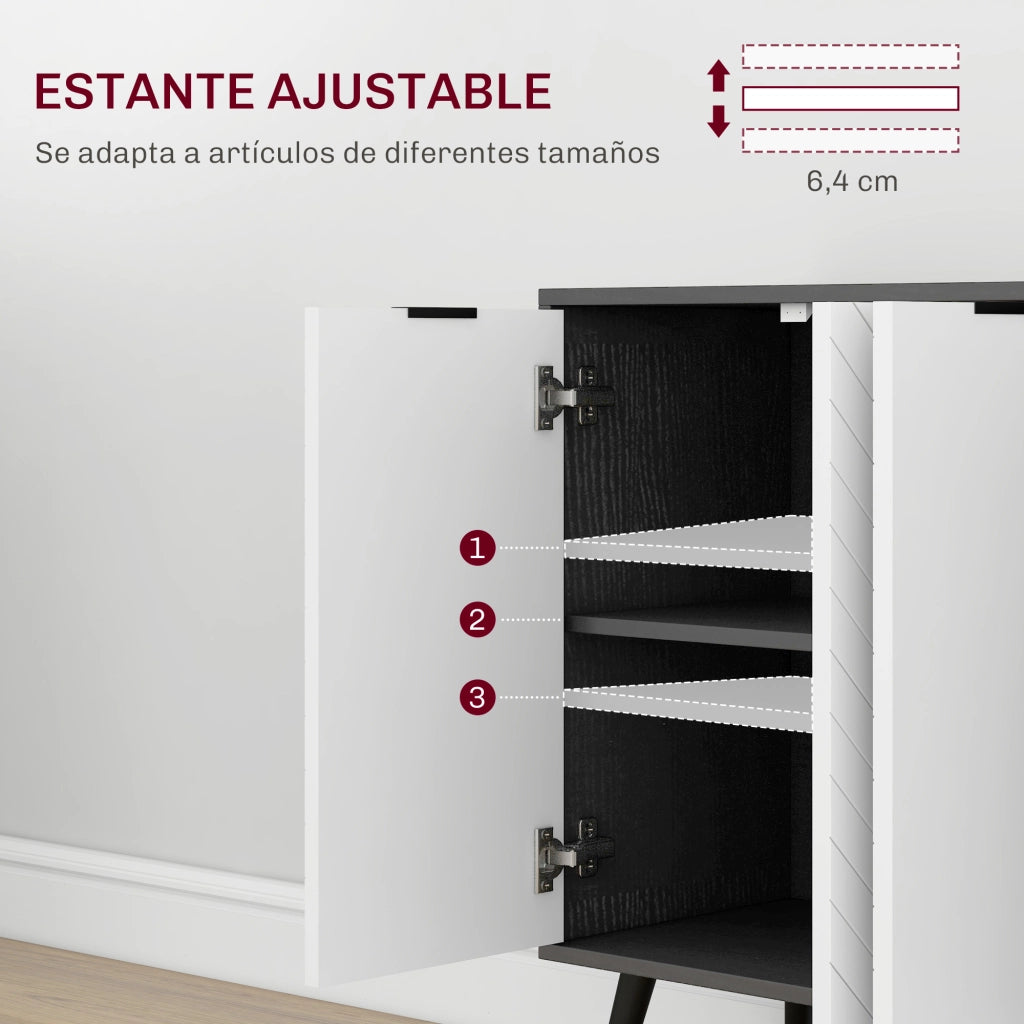 Armadio a 4 ante ¨C Minimal ¨C Bianco e Nero 120x35x77,4 cm