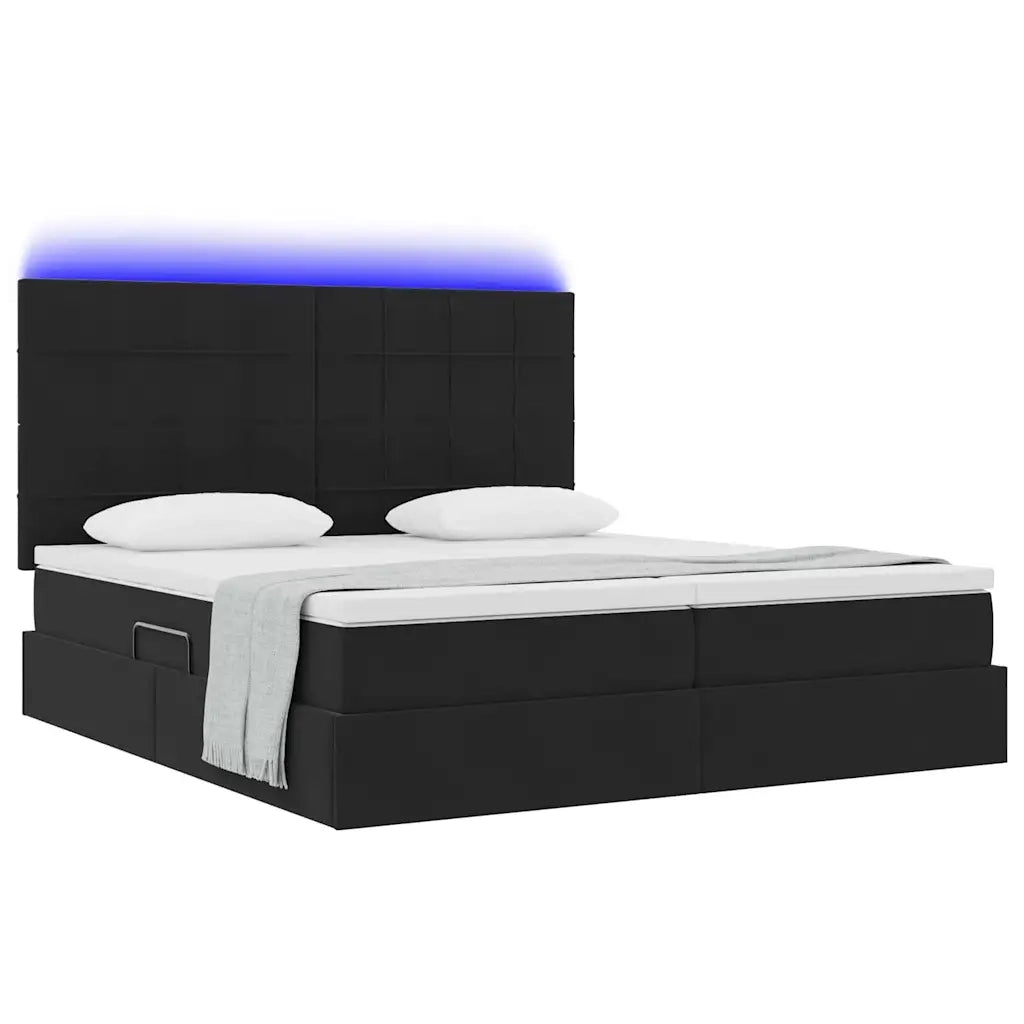 Letto con luci a strisce a LED Nero 180 x 200 cm Velluto
