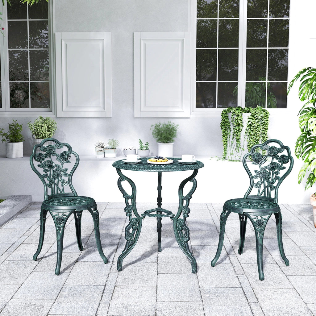 Set Bistrot da Giardino 2 Posti ¨C Xylo ¨C Alluminio Pressofuso Verde Antico
