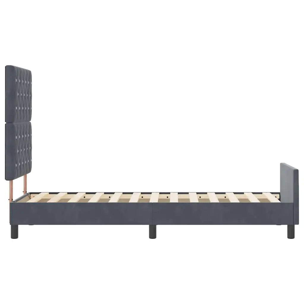 Letto a molle con testiera Grigio scuro 80 x 200 cm Velluto 3344838