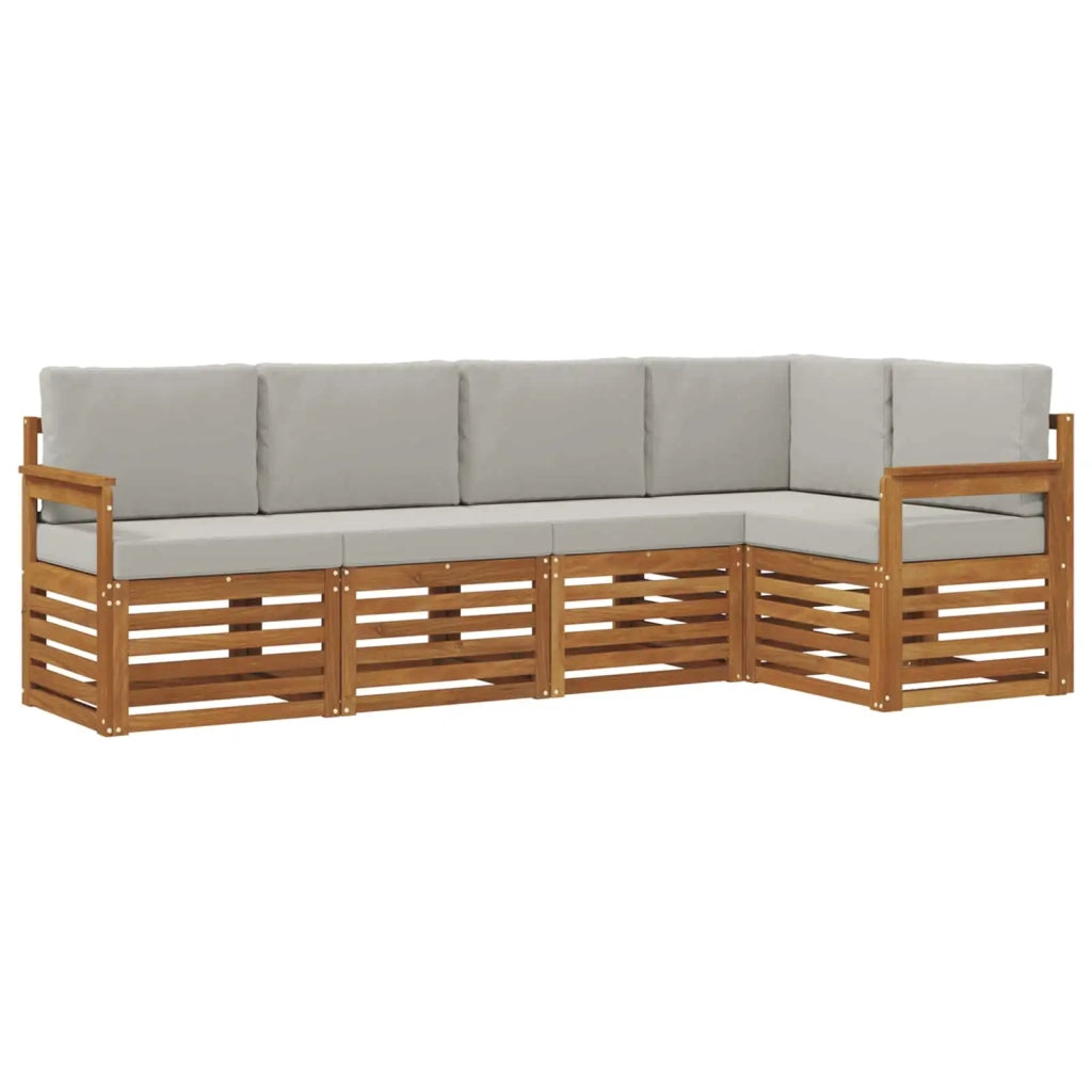 Set divano sezionale con cuscino 5 pcs Grigio Naturale e Chiaro 3374796