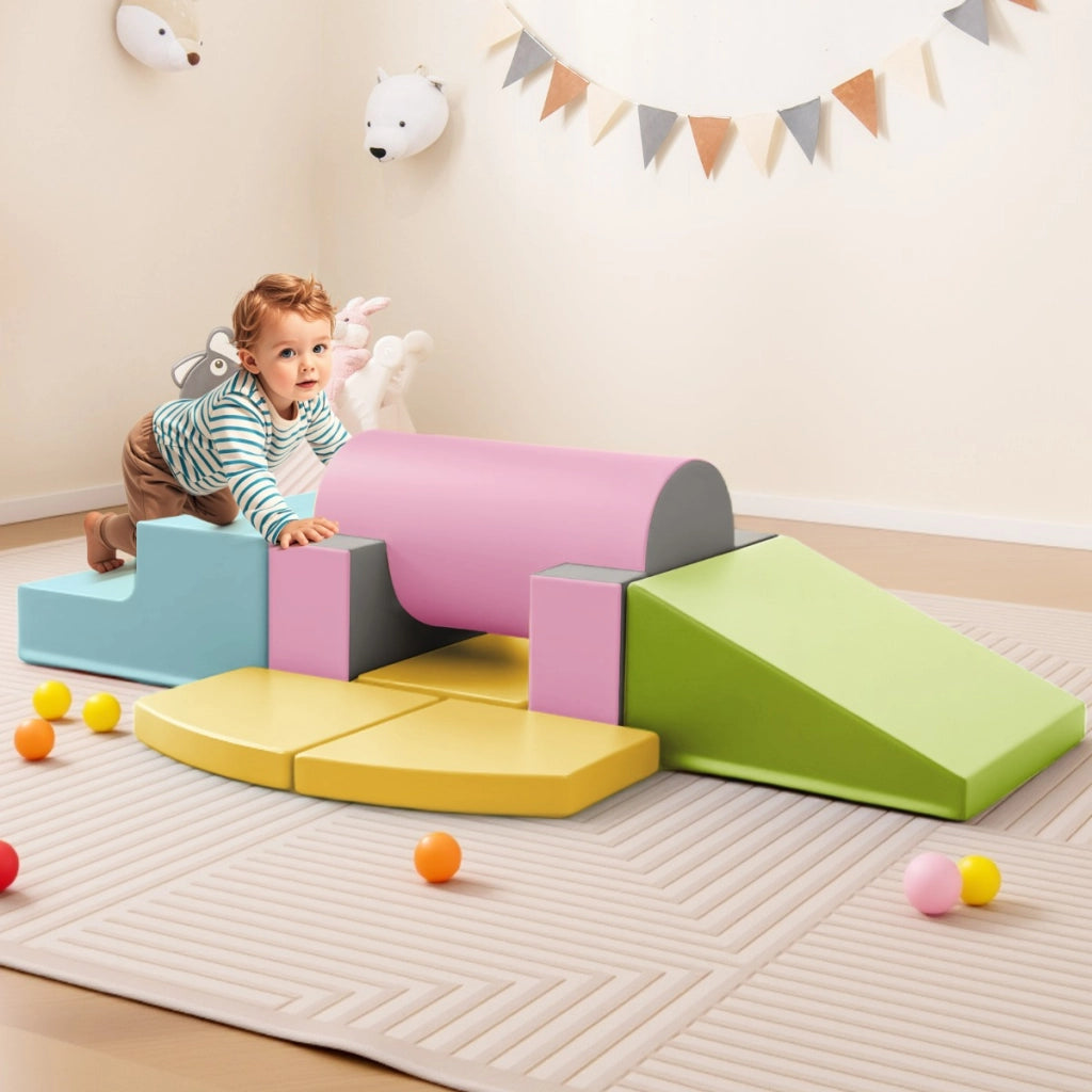 Set 10 giocattoli da arrampicata in schiuma morbida per bambini, Blocchi da costruzione con attivit¨¤ Giallo